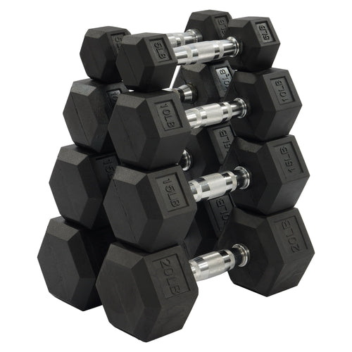 Dumbbell Set, Pairs of 5 Lb, 10 Lb, 15 Lb, and 20 Lb